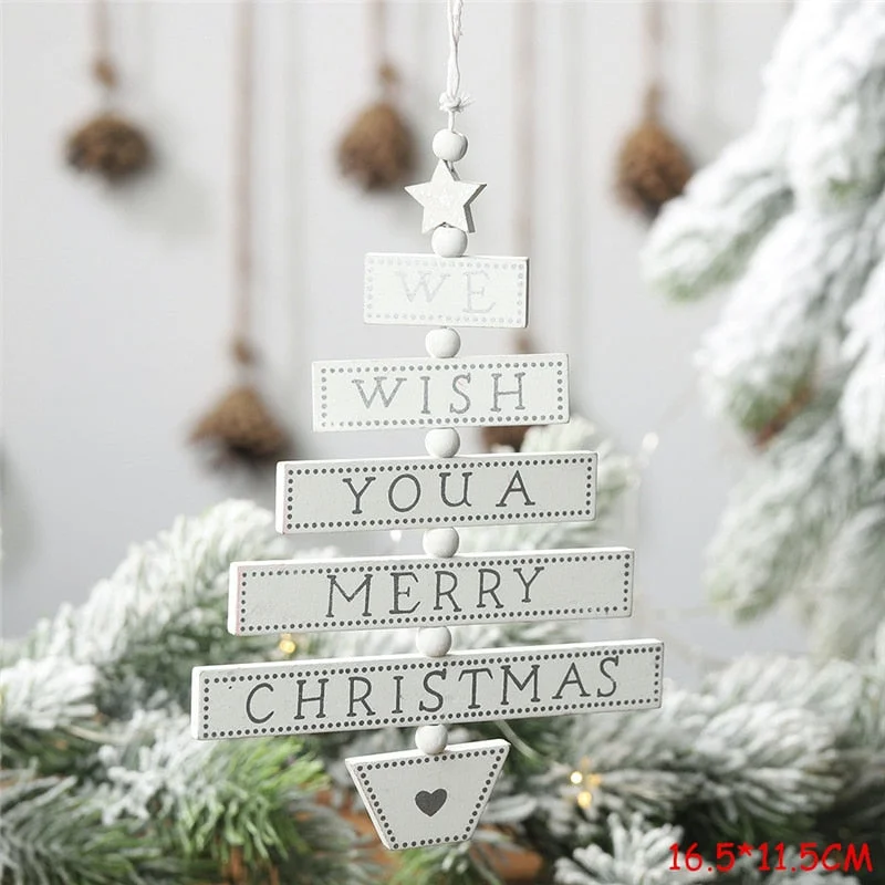2022 New Year Xmas Elk Wood Craft Christmas Tree Ornament Noel Christmas Decoration for Home Wooden Pendant Navidad 2021 Gift