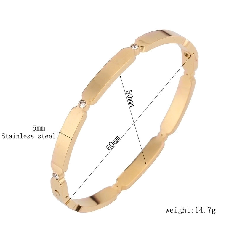 Basic Solid Color Stainless Steel 18k Gold Plated Zircon Bangle