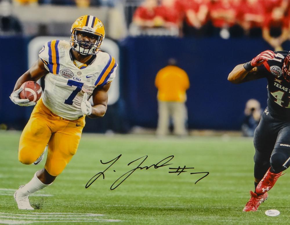 Leonard Fournette Signed LSU Tigers 16x20 Against Texas Tech Photo Poster painting- JSA Auth