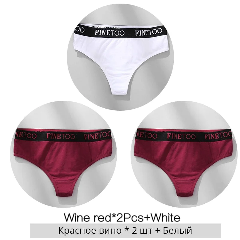FINETOO Cotton Thongs Women Wide Belt Letter G-string Underwear M-XL Girls T-back Underpants Comfortable Thong Panties Lingerie