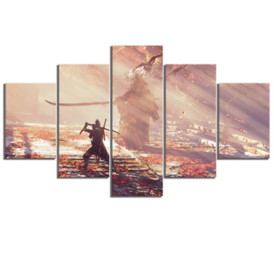 Wall Art Pictures Home Decor Modern HD Prints 5 Panel Ninja Wolf Sekiro Shadows Game  Painting Allah The Qur'an Canvas Poster