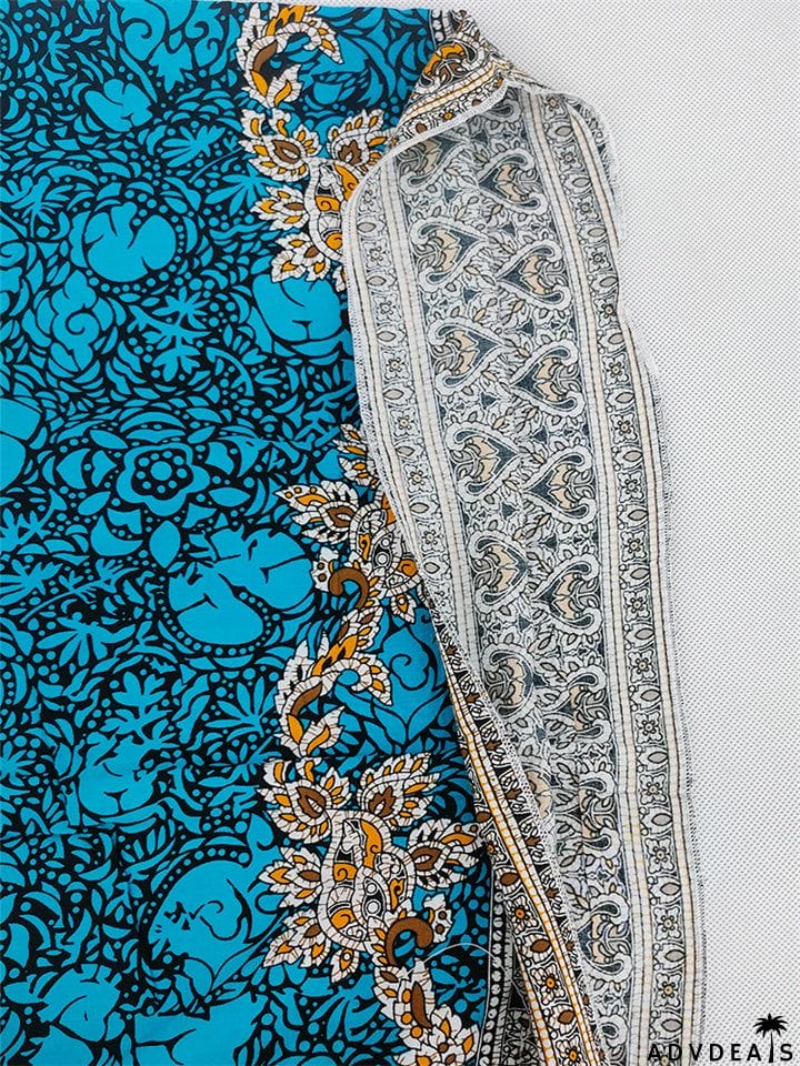 Blue Short Sleeve V-Neck Floral Moo Moo Dress