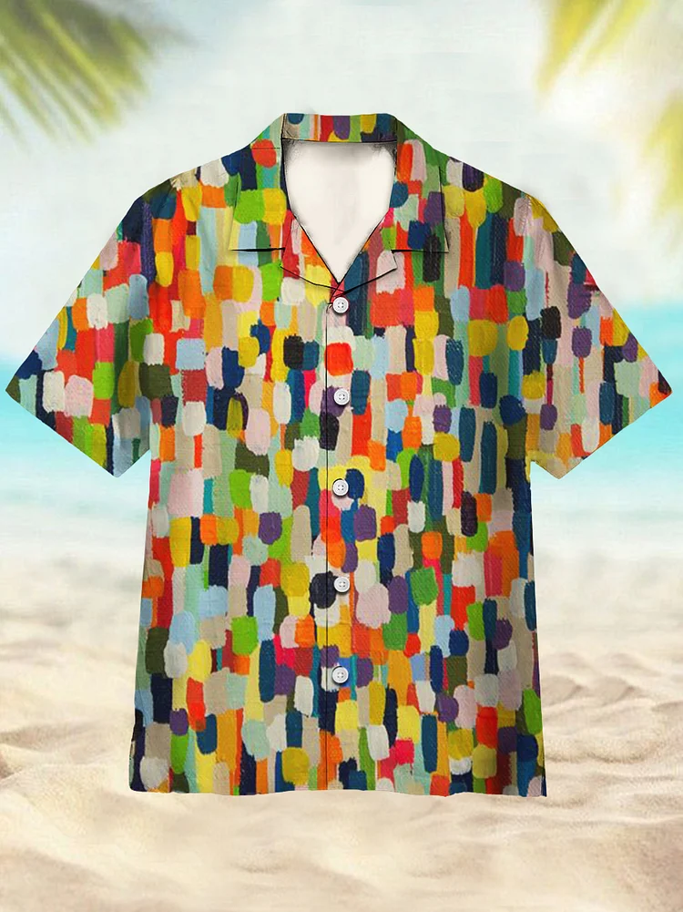 Men's Vacation Colorful Paint Art Print Casual Shirt