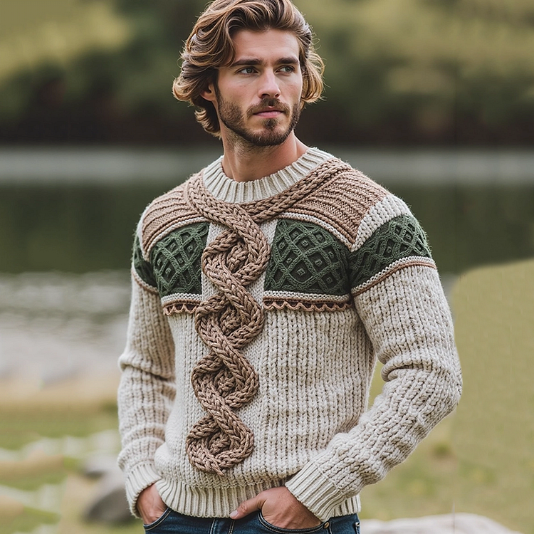 Men's Ireland Jacquard Cozy Pullover Aran Sweater