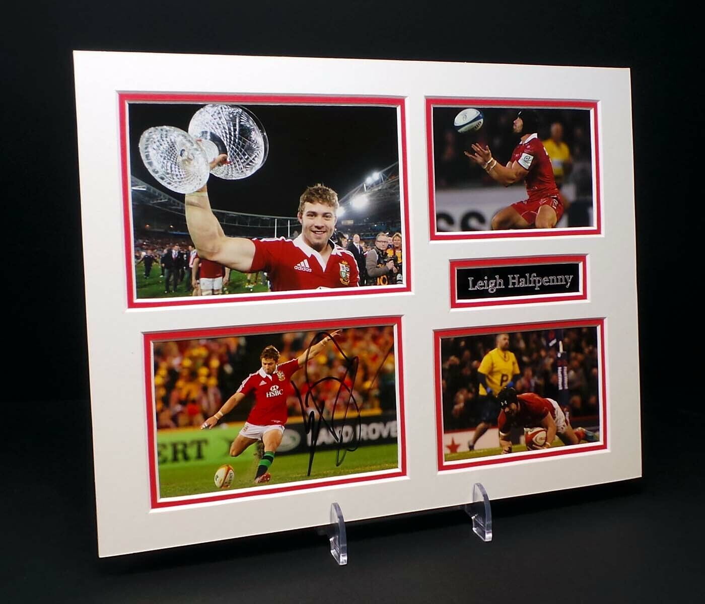 Leigh HALFPENNY Signed Mounted Photo Poster painting Display 2 AFTAL RD COA Wales Welsh Rugby