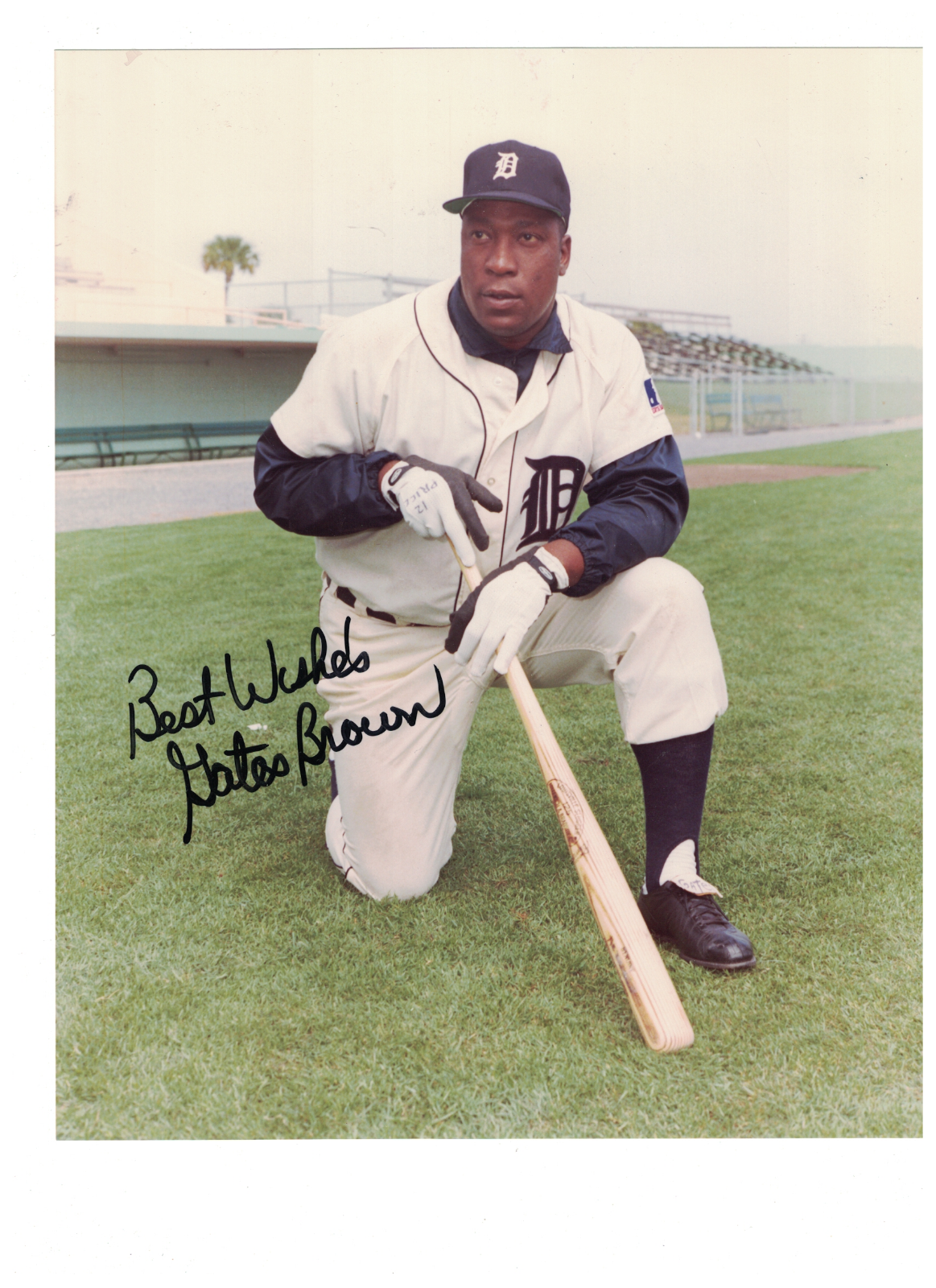 Gates Brown Detroit Tigers Signed Baseball Photo Poster painting W/COA RH3