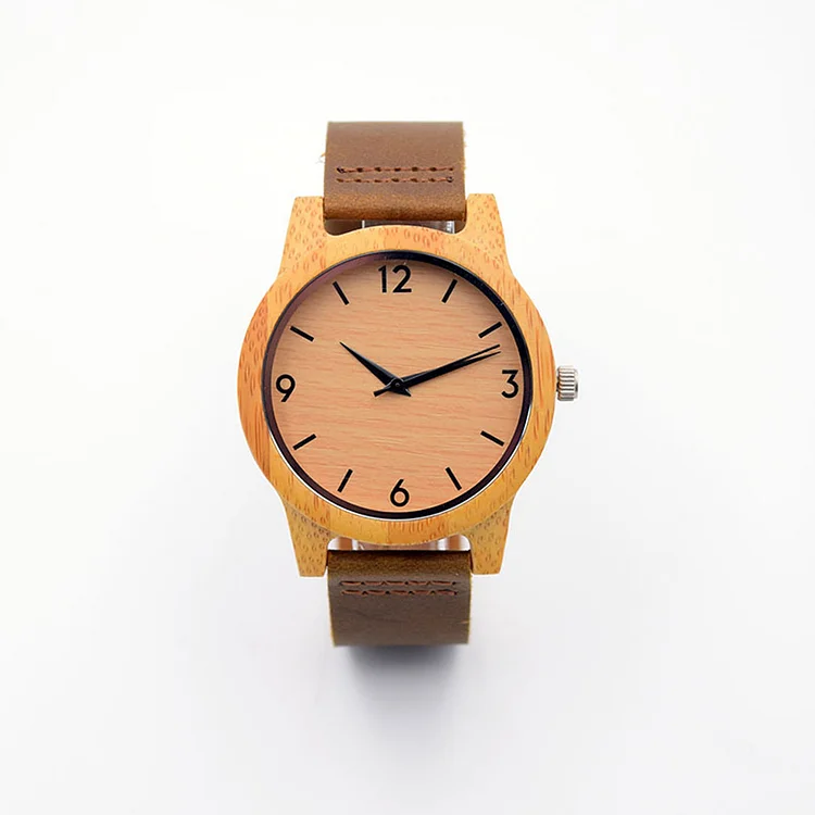 Natural Sandalwood Handmade,Genuine Leather Watch Strap，Quartz Couple Watch