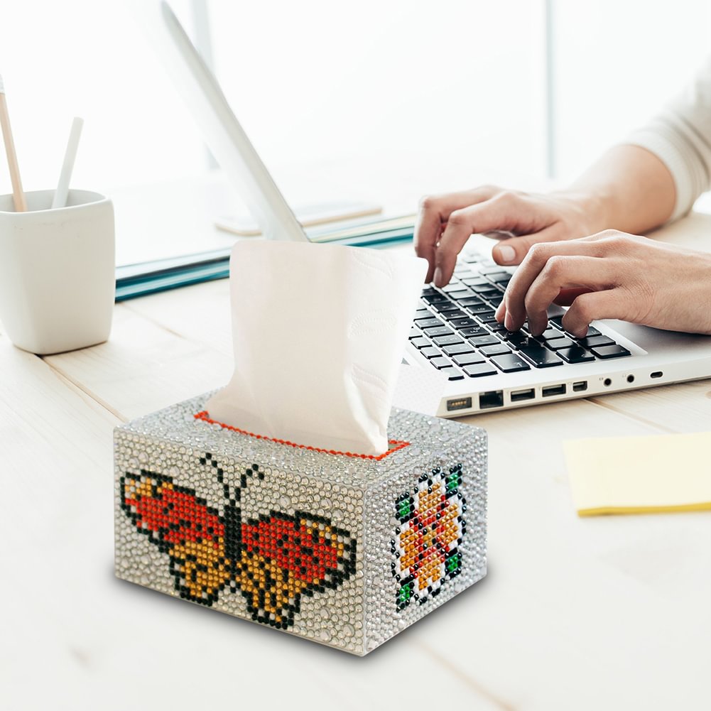 DIY Diamond Painting Tissue Box 5D Butterfly Storage Case Craft Home Decor