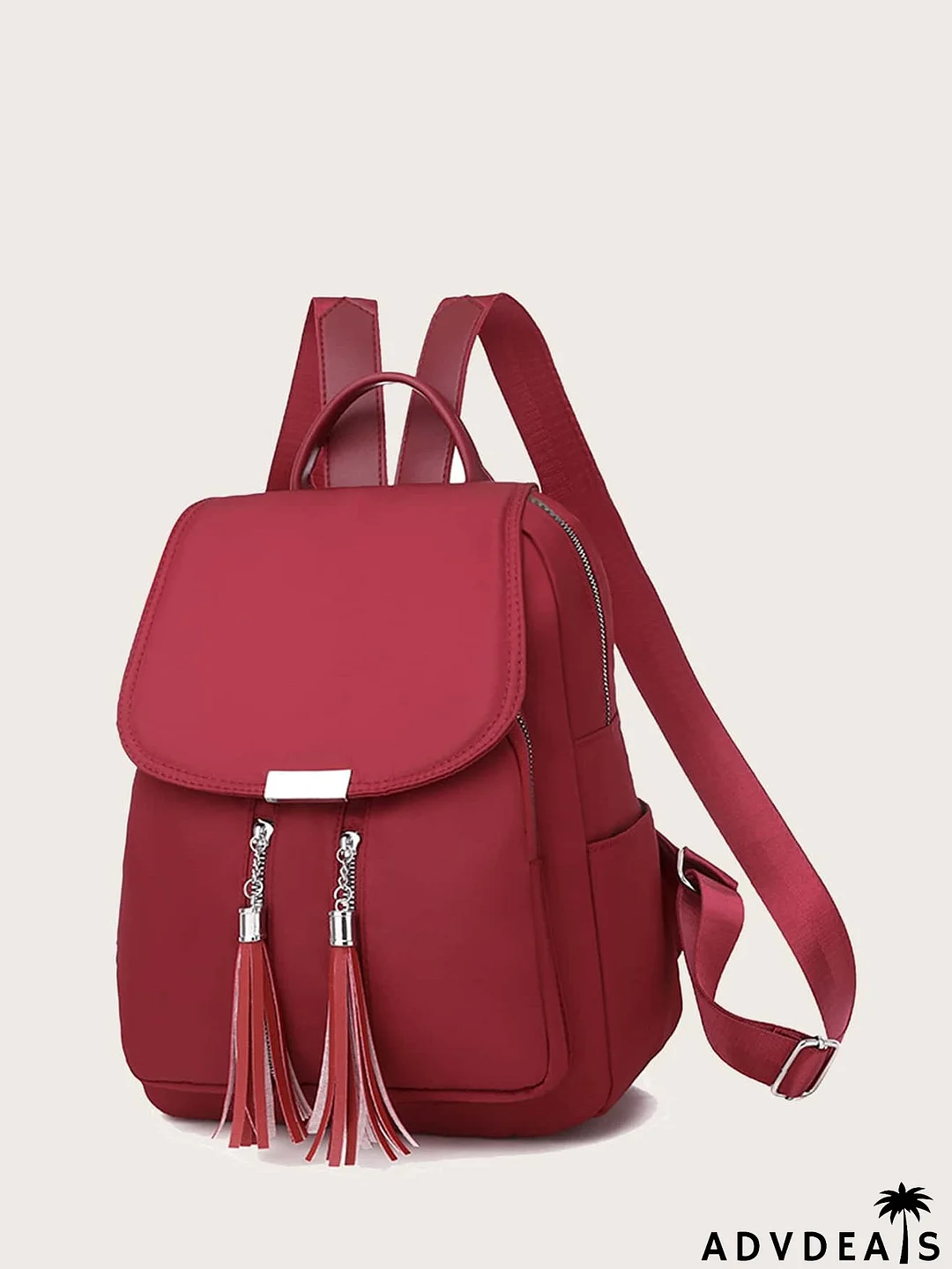 Tassel Charm Flap Backpack
