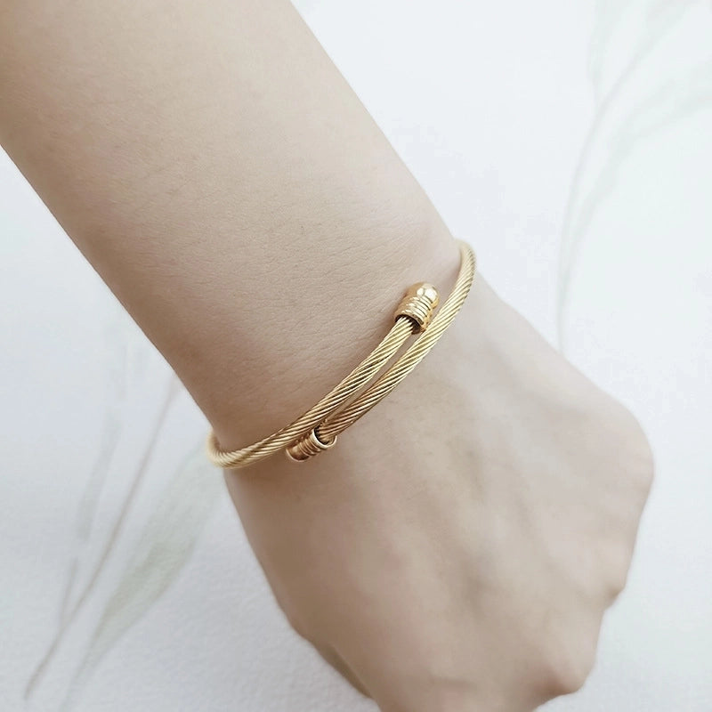 Casual Minimalist Solid Color 304 Stainless Steel Bangle In Bulk