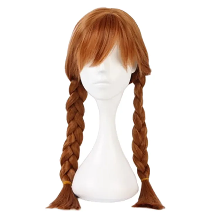 Kids Children Frozen Anna Princess Brown Wig Cosplay Accessories Halloween Carnival Props