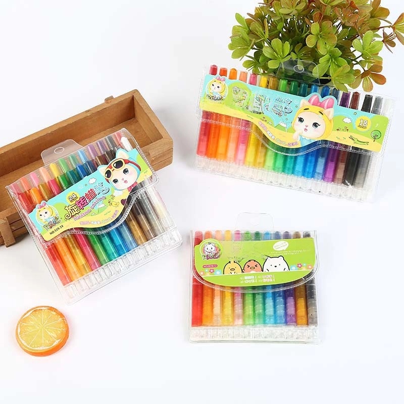 Children’s Rotating Crayons Washable Not Dirty Hand Painting Graffiti Pen