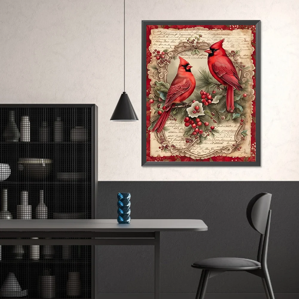 Diamond Painting - Full Square Drill - Xmas Cardinal(Canvas|40*50cm)