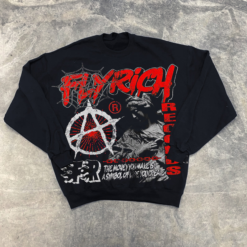 Personalized Fly Get Rich Vintage 2019 Street Hip Hop Crewneck Sweatshirt