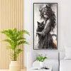 Black And White Girl And Cat-14CT Counted Cross Stitch 50*100cm/19.69*39.37in(Big Size) tapestrymarket