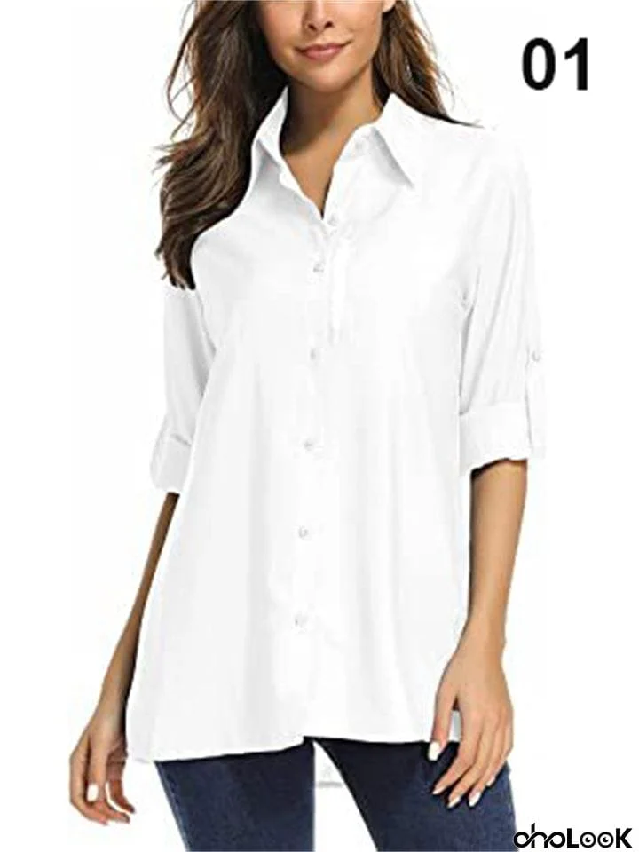 Women's Travel Vacation Sun Protection Long Sleeve Button Shirt