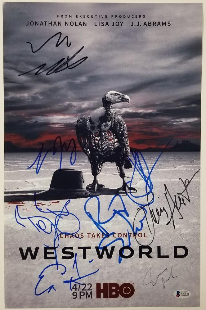 WESTWORLD Cast (8) Signed 11x17 Photo Poster painting Harris Marsden Wright ~ Beckett BAS COA