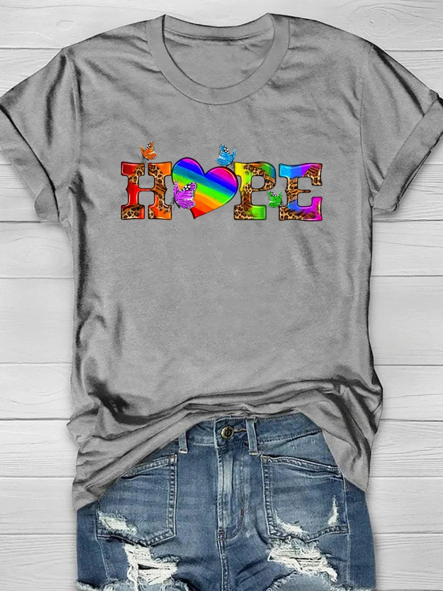Lgbtq Heart And Hope Print Short Sleeve T-Shirt