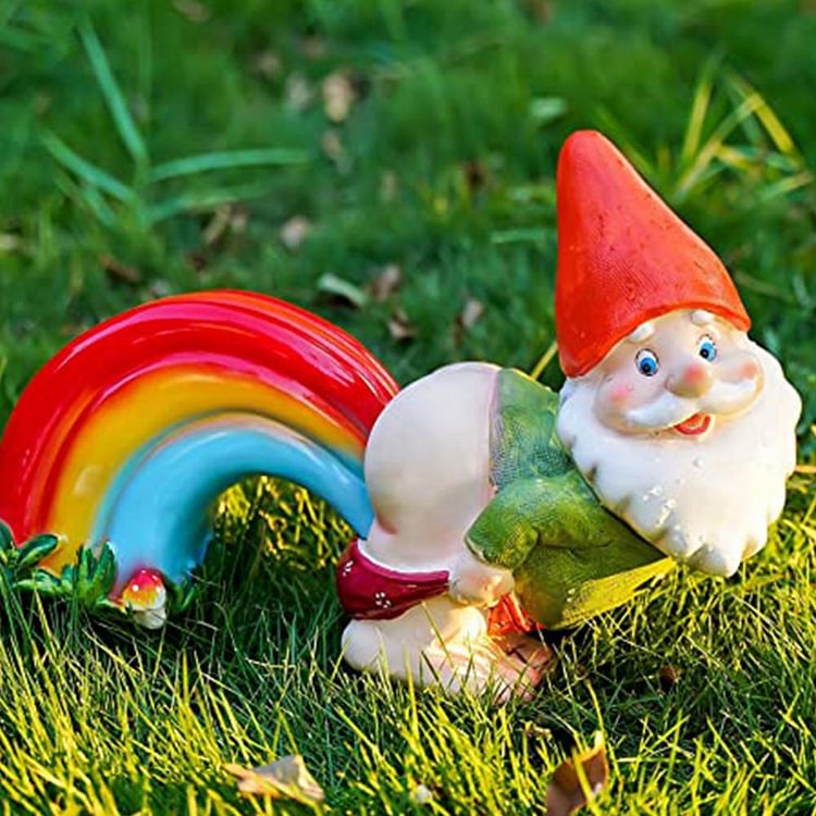Funny Resin Dwarf Throw Up Rainbow Statue Bonsai Home Decor