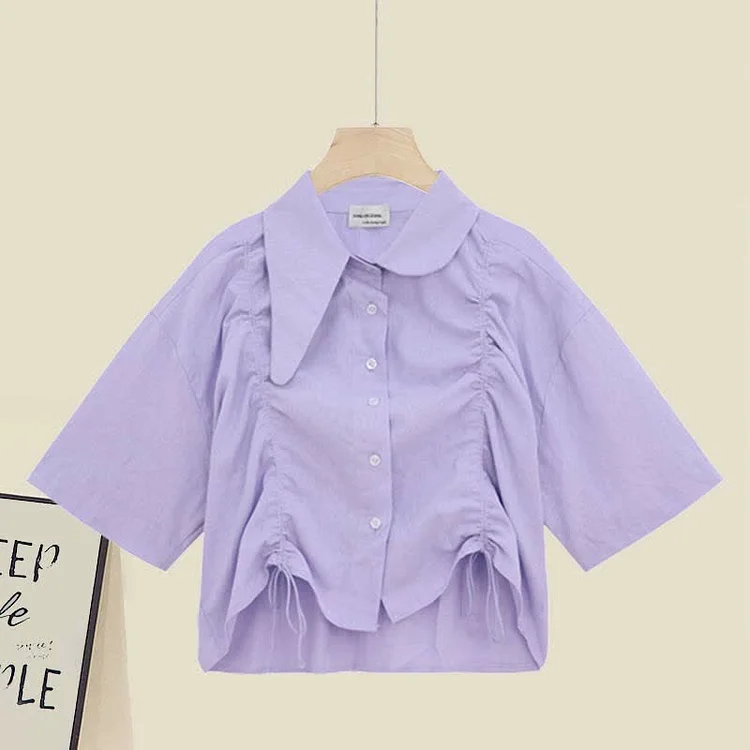 Ruffled Lace Up T-Shirt Flouncing A-line Slip Dress - Modakawa modakawa