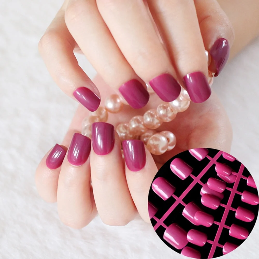 Pure Light Pink Artificial Nails Candy Short Full Cover Tips Easy DIY Acrylic False Nail Manicure Accessories Salon Product F28-Nail Inspo