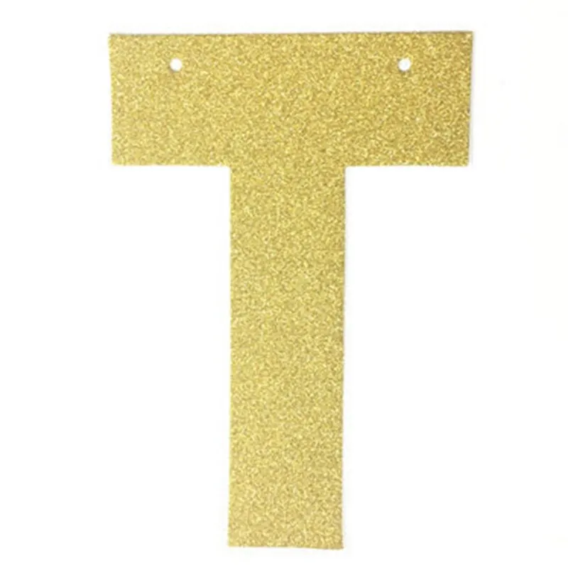 1Pcs/lot 13cm Personalized DIY Gold Glitter Paper Letter Banner Hanging Flags for Wedding Birthday Party Festival Decorations