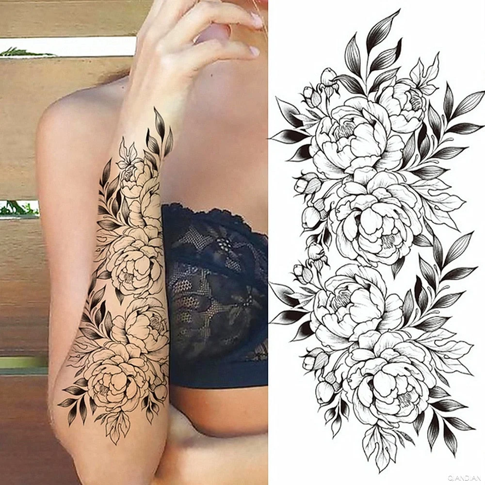 Watercolor Arm Letter Temporary Tattoos Sleeve English Word Lip Print Feather Decorate Realistic Fake Body Women Totem Sticker