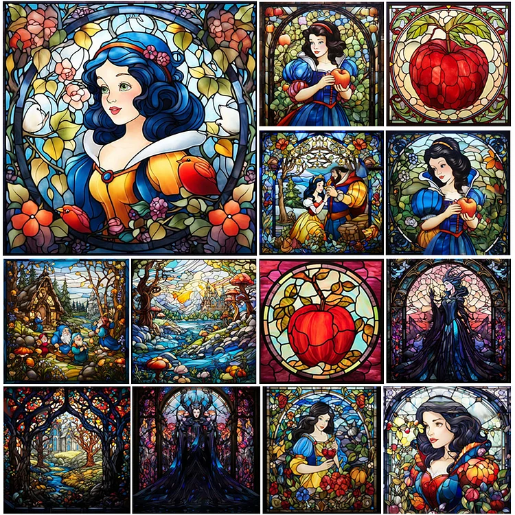 Stained Glass Princess Belle - Full Round - Diamond Painting(40*50cm)