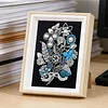Framed Pearl Diamond Painting - Special Shaped - Blue Flowers (17x22cm)