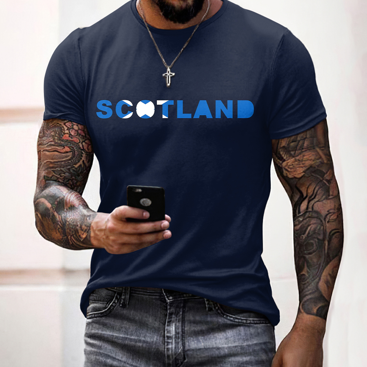 menweary Scotland Print Short Sleeved T-Shirt