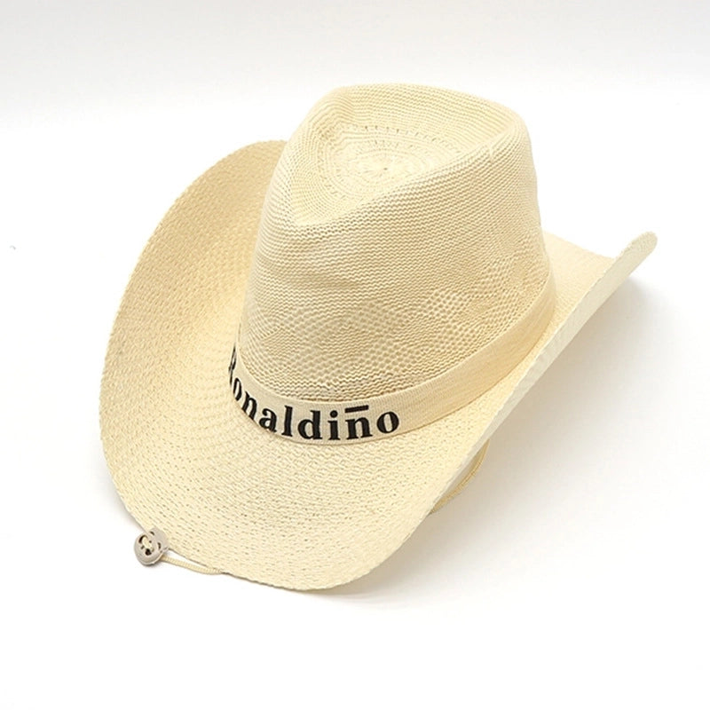 Men’s Minimalist Solid Color Big Eaves Straw Hat