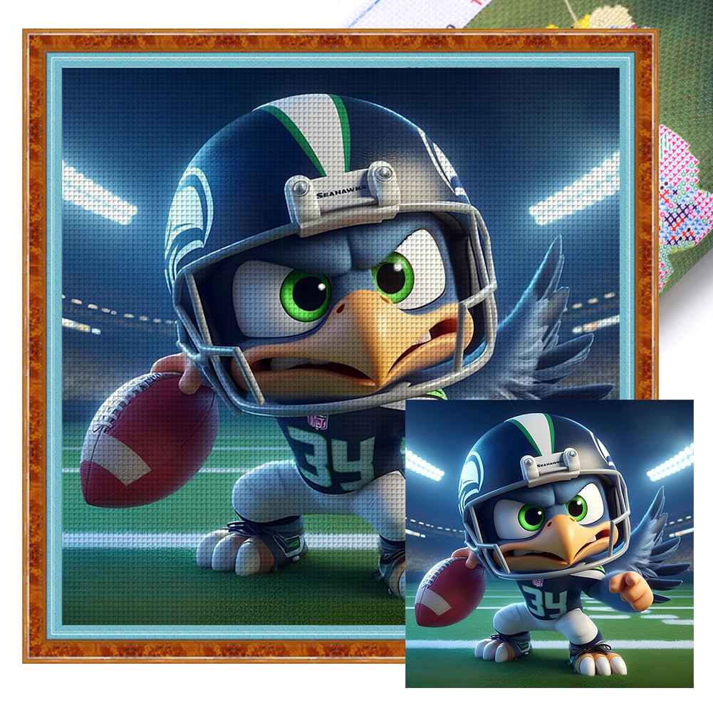Seattle Seahawks Full 11CT Pre-stamped Canvas(40*40cm) Cross Stitch