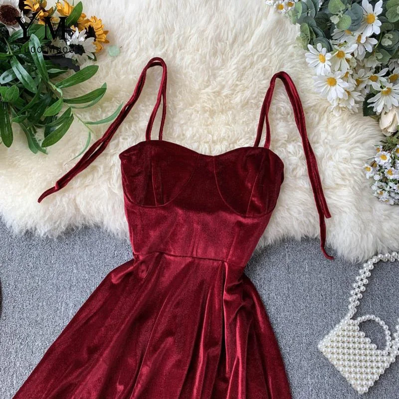YuooMuoo Elegant Vintage Gothic Spaghetti Strap Dress 2019 Early Fall Basic Women Short Party Dresses Slim High Waist Mini Dress