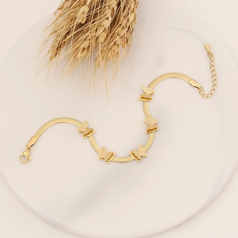 Stainless Steel 18K Gold Plated Fashion Plating Butterfly Zircon Bracelets