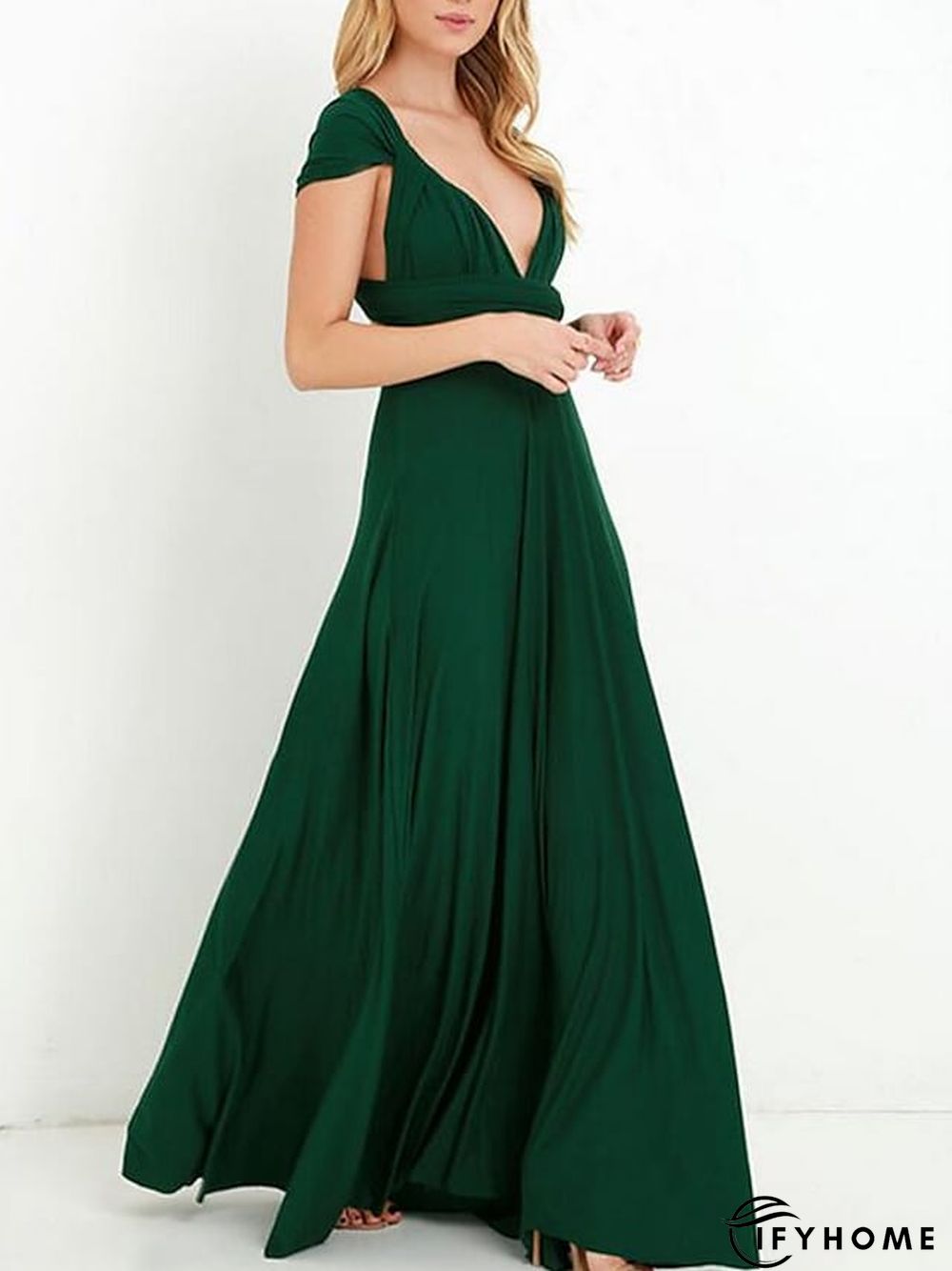 Women‘s Prom Party Dress Swing Dress Long Dress Maxi Dress Green Black Blue Sleeveless Pure Color Backless Spring Summer V Neck Party S M L XL | IFYHOME