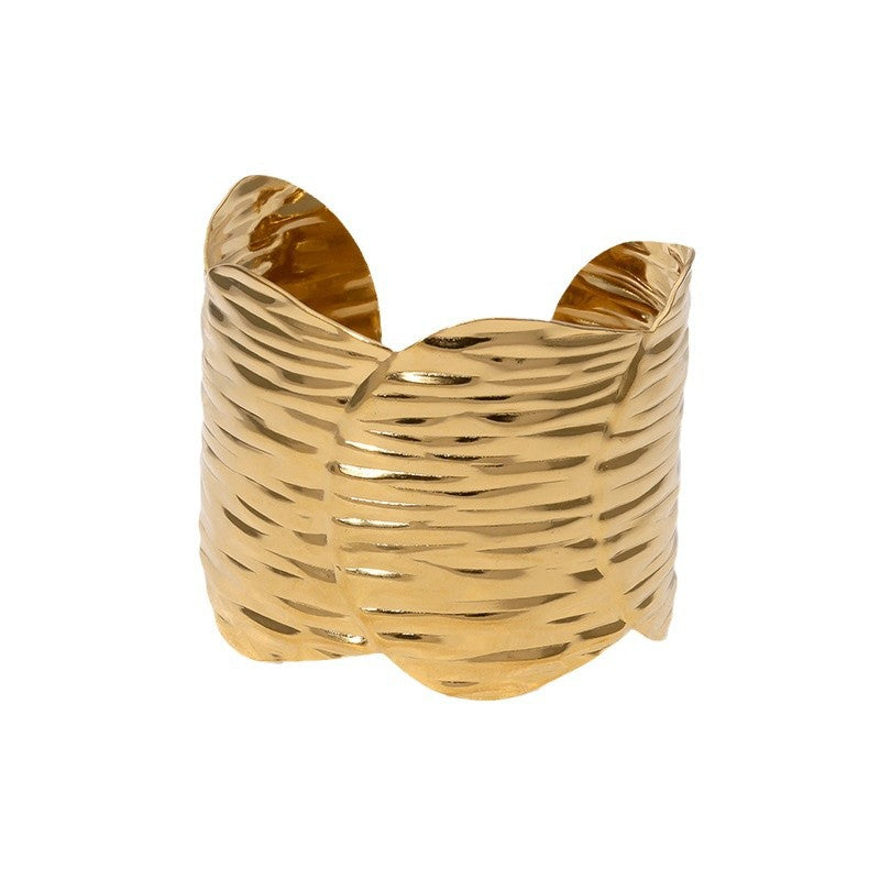 Exaggerated Personality Irregular Wide Bracelet Fashionable Gold-Plated Cold Style Stainless Steel Bracelet