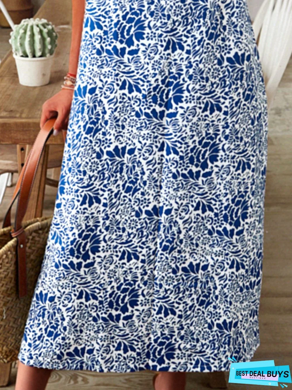 Plus size Printed Short Sleeve Weaving Dress