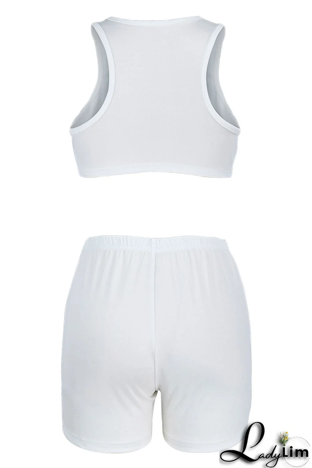 Orange Fashion Casual Sportswear Solid Basic O Neck Sleeveless Two Pieces