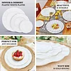 10 Pack | 6" White Hard Plastic Dessert Plates with Gold Ruffled Rim, Heavy Duty Disposable Salad Appetizer Dinnerware