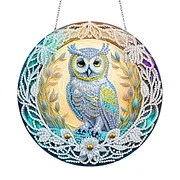 VVBAOZI DIY Owl Dream Catcher Diamond Painting Window Hanging Double Side  Drill Crystal Rhinestones Diamond Art Wind Chimes Owls with Feathers