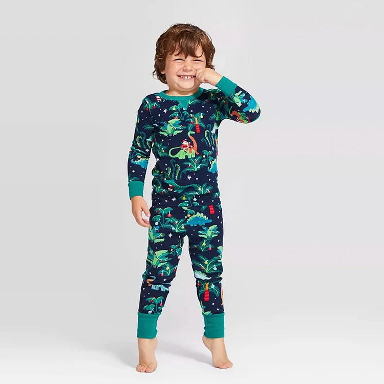 Family Matching Dinosaur Pajamas Set with Pet Dog Clothes