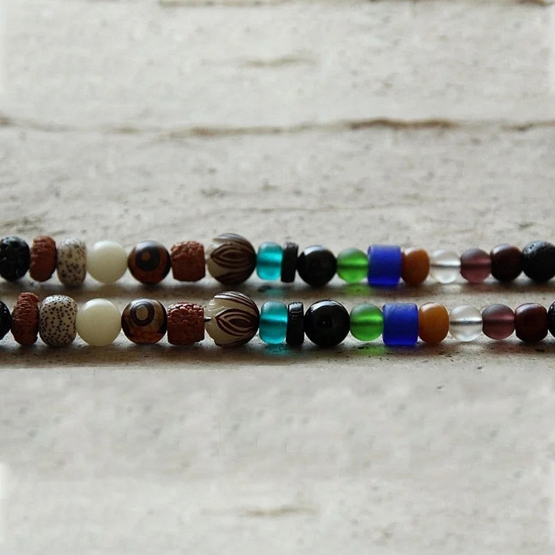 Tibet 108 Mala Beads Nine Palaces Bagua Bodhi Seed Yak Bone Vajra Harmony Bracelet