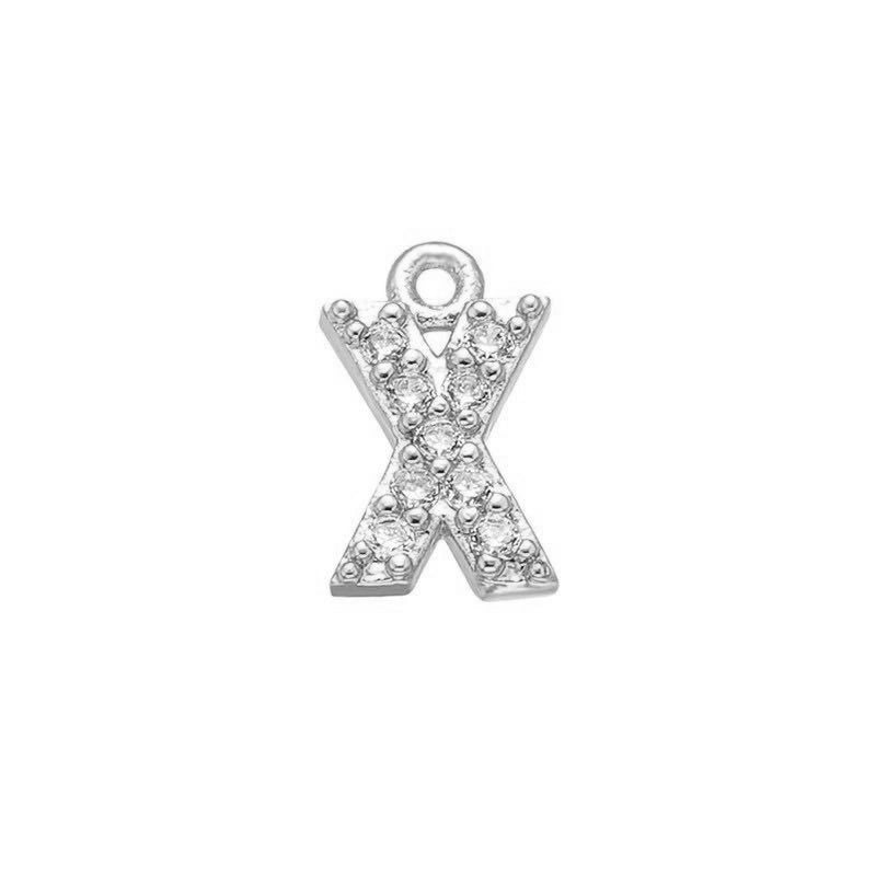 1 Piece 925 Sterling Silver Zircon 22K Gold Plated Rhodium Plated Letter Pendant Charms