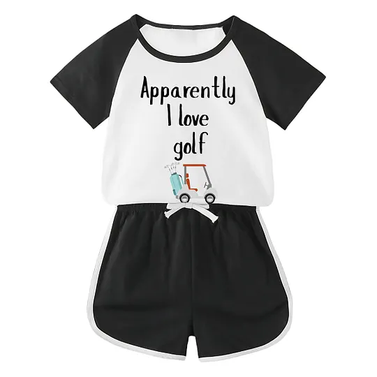 【18M-11Y】Toddler 'Apparently I Love Golf' 2-Piece Outfit
