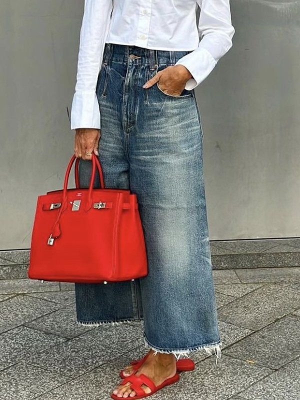 Raw Edge Casual Wide Leg Women's Jeans tjj Shicloths
