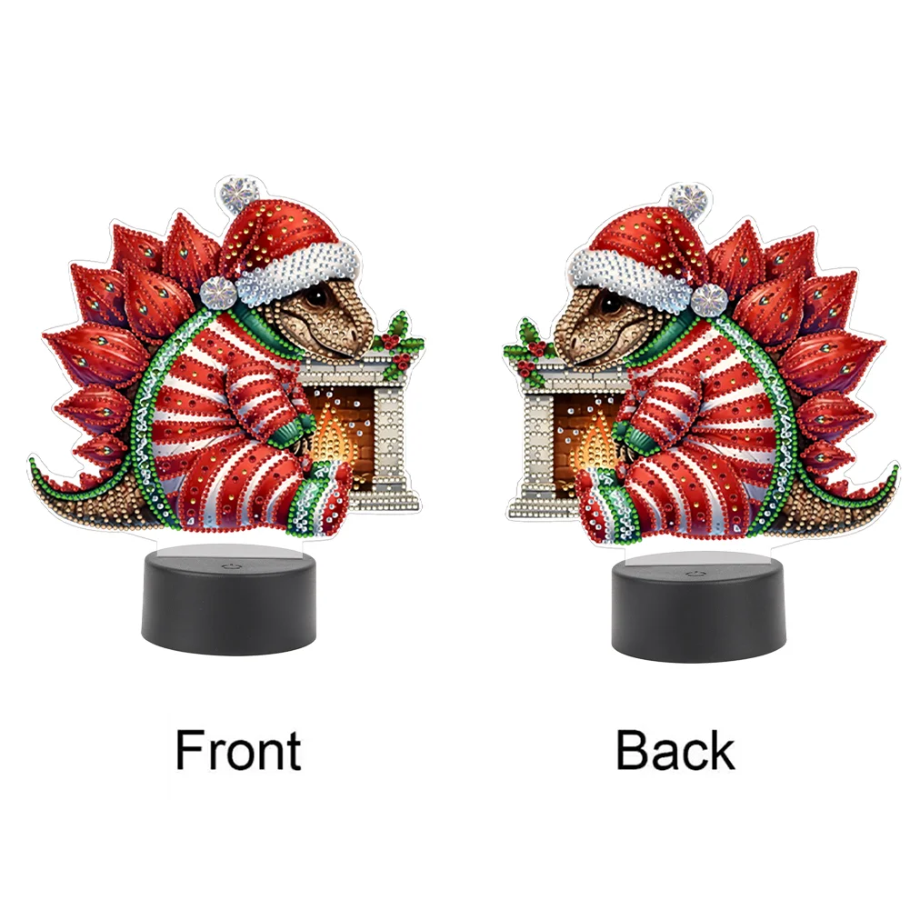 Acrylic Double Sided Butterfly Xmas Dinosaur Diamond Painting LED Night Light