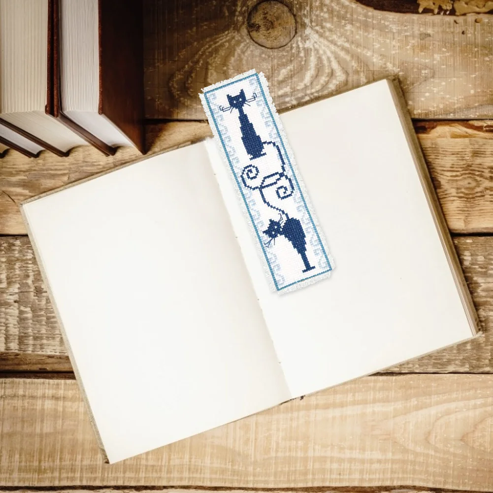 14ct 2-Strand Double-sided Counted Cross Stitch Bookmark - Cat(18*6cm)