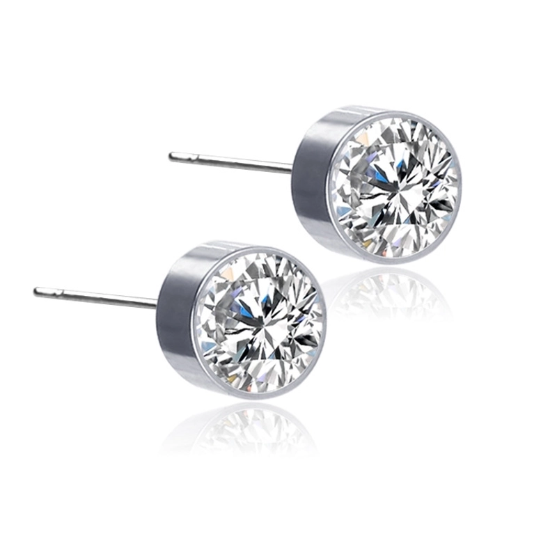 New Color Diamond Titanium Steel Magnetic Stud Earrings