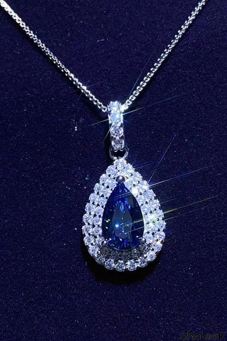 2 Carat Moissanite Teardrop Pendant Necklace