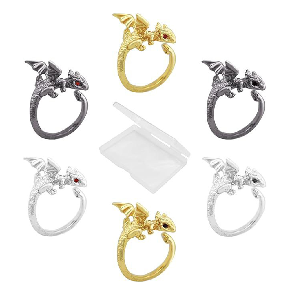 6pcs Flying Dargon Shape Crochet Ring Adjustable for Knitting Braiding Sewing